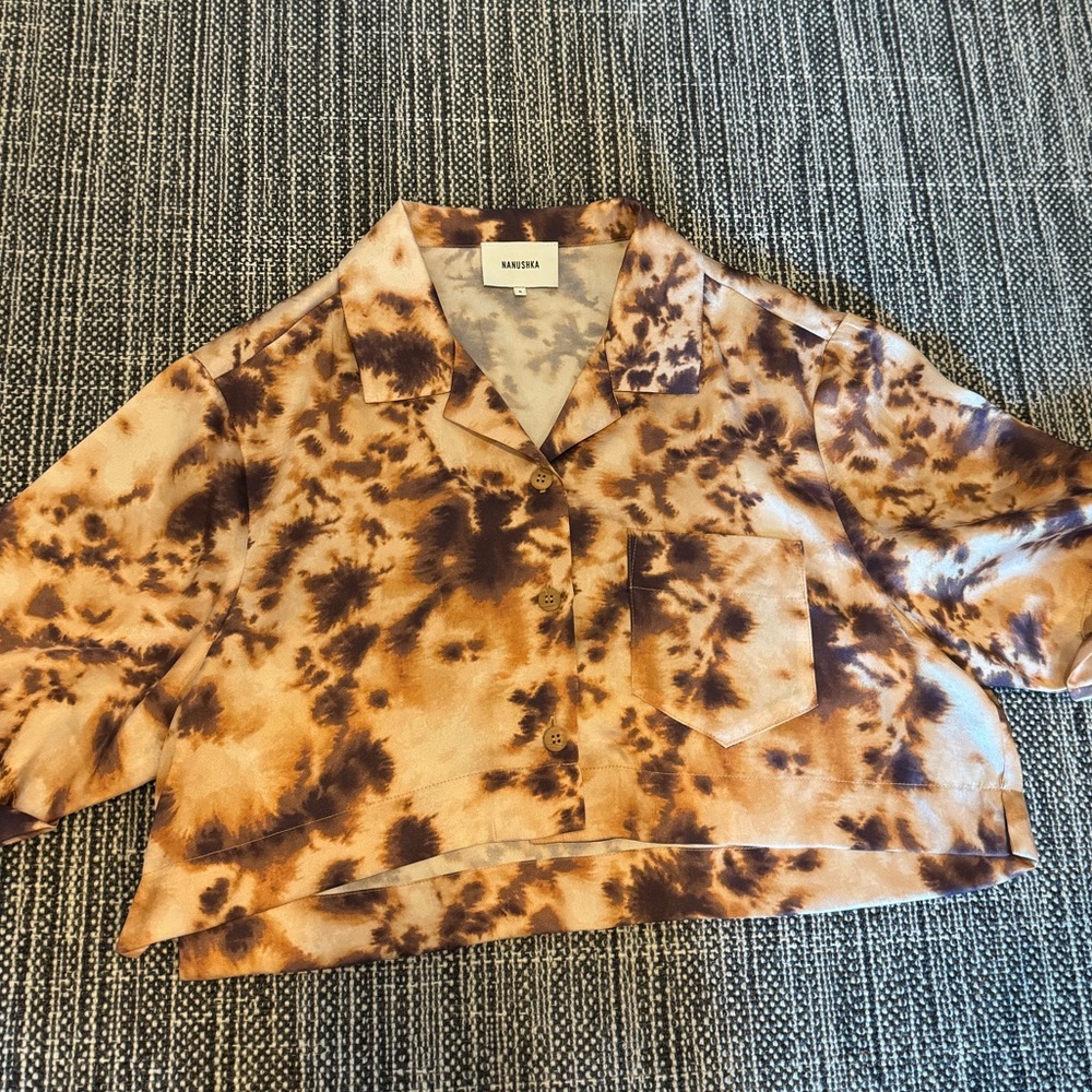 Nanushka silk crop button down. Great condition.